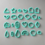 24Pcs Plastic Molds, Clay Cutters, for Earring Making, Mixed Shapes, Aquamarine, 20.5~54x17~49x15mm(DIY-WH0128-37)