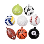 Baking Paint Alloy Pendants, Sports Ball Theme Charms, Mixed Color, 39.5~47x25~34.5x7.5~10mm, Hole: 3~3.5mm, about 8pcs/set(AL-CBAFE77-03)