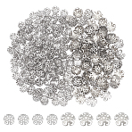 300Pcs 2 Style 5-Petal 304 Stainless Steel Bead Caps, Stainless Steel Color, 8x4mm and 10x4.5mm, Hole: 1mm, 150pcs/style(STAS-UN0042-43)
