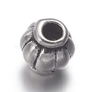 Tibetan Silver Spacer Beads, Lead Free & Cadmium Free, Barrel, Antique Silver, about 4mm in diameter, hole: 1mm(X-A575)