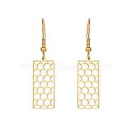 304 Stainless Steel Dangle Earring, Rectangle, Real 18K Gold Plated, No Size(XO9681-1)