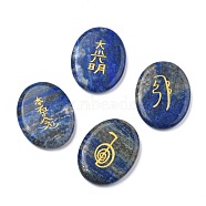 Natural Lapis Lazuli Cabochons, Reiki Power Symbols, Oval, 47~48x37~38x5~10mm, 4pcs/set(G-P001-28)