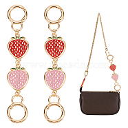 WADORN 2Pcs Alloy Enamel Strawberry Link Bag Handle Extenders, with Alloy Spring Gate Ring, Purse Making Supplies, Colorful, 14.1cm(FIND-WR0006-43C)