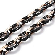Handmade Link Chains, with CCB Plastic Linking Rings, Oval, Black, 17.5x11.5x4.5mm and 25.5x18x6mm, 39.37 inch(1m)/strand(AJEW-JB01044-02)