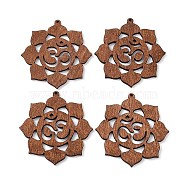 Hollow Wood Big Pendants, for Jewelry Making, Flower, 51~70x2~3mm(WOCR-PW0003-82-05A)