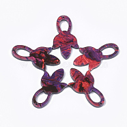 Cellulose Acetate(Resin) Pendants, Flower, Medium Violet Red, 33x18x2.5mm, Hole: 1.2mm(X-KY-T008-06A)