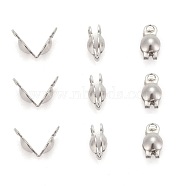 Stainless Steel Bead Tips, Calotte Ends, Clamshell Knot Cover, Stainless Steel Color, 6x3mm, Hole: 1mm(STAS-R061-05)