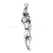 Tibetan Style Alloy Pendants, Sports Charms, Antique Silver, 61x13.5x6.5mm, Hole: 8x5mm(TIBE-L012-038AS-06)