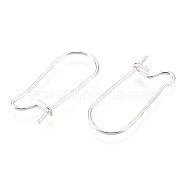 304 Stainless Steel Hoop Earring Findings, Kidney Ear Wire, Silver, 20x11x0.7mm, 21 Gauge, Pin: 0.7mm(STAS-P223-01S-01)