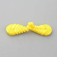 Handmade Chinese Frogs Knots Buttons Sets, Polyester Button, Loquat, Yellow, 60~65x14~15x5~6mm(BUTT-S020-04E)