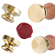2Pcs 2 Styles Blank Wax Seal Brass Stamp Heads, with 1Pc Wood Handle, without Engraving Logo, for Wax Seal Stamp, Flat Round, Stamp Head: 15~20x14~20mm, Hole: 6.5mm, 1pc/style(KK-CP0001-03B)