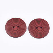 Resin Buttons, Large Buttons, 2-Hole, Flat Round with Vortex Pattern, FireBrick, 44~44.5x6mm, Hole: 4mm(RESI-S377-05D)