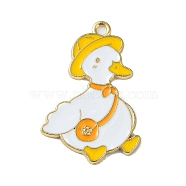 Light Gold Tone Alloy Enamel Pendants, Duck with Hat Charms, Gold, 31.5x22x1.5mm, Hole: 2mm(X-ENAM-C013-01F)