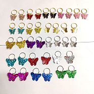 Butterfly Theme DIY Hair Accessories Set, Sparkle Plastic/Resin/Brass Filigree  Pendants and Iron Finding, for Hair Styling, Mixed Color, 26~28mm, 42pcs/set(PALLOY-PH01477)