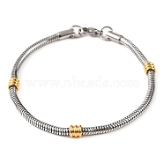 304 Stainless Steel Round Snake Chain Bracelets for Women, Golden & Stainless Steel Color, 8-1/4 inch(21.1cm)(BJEW-G711-12GP)