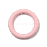 Ring Silicone Beads, Chewing Beads For Teethers, DIY Nursing Necklaces Making, Pink, 65x10mm, Hole: 3mm, Inner Diameter: 46mm(SIL-R013-02F)
