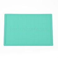 Silicone Hot Pads Heat Resistant, with Scale, for Hot Dishes Heat Insulation Pad Kitchen Tool, Rectangle, Turquoise, 30x20x0.3cm(DIY-L048-01A-02)