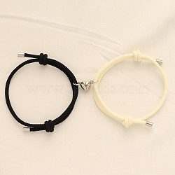Alloy Heart-shaped Magnetic Braided Rope Bracelets for Couple Girlfriends, Mixed Color, 5-1/2~10-1/4 inch(14~26cm)(WG59636-13)