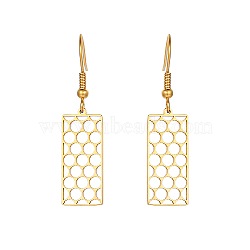 304 Stainless Steel Dangle Earring, Rectangle, Real 18K Gold Plated, No Size(XO9681-1)