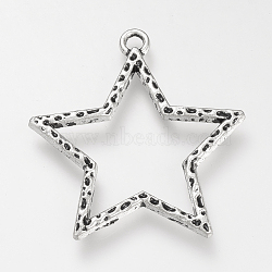 Tibetan Style Alloy Pendants, Cadmium Free & Lead Free, Star, Antique Silver, 37.5x35x2mm, Hole: 3mm(X-TIBE-S310-006AS-LF)