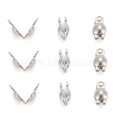 Tarnish Resistant Stainless Steel Bead Tips, Calotte Ends, Clamshell Knot Cover, Stainless Steel Color, 6x3mm, Hole: 1mm(STAS-R061-05)