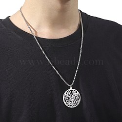 Stainless Steel Star of David Pendant Box Chain Necklaces for Men, Stainless Steel Color, 23.62 inch(60cm)(PW-WGC26FF-01)