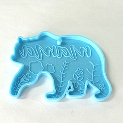 Word Mama Bear Shape DIY Pendant Silicone Molds, for Keychain Making, Resin Casting Molds, For UV Resin, Epoxy Resin Jewelry Making, Deep Sky Blue, 65x84x7mm(SIMO-PW0001-336)