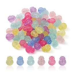 Transparent Frosted Acrylic Beads, Pineapple, Mixed Color, 14x11x10mm, Hole: 1.8mm(MACR-YW0002-13)
