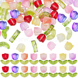 Gorgecraft DIY Tulip Beads Jewelry Making Finding Kit, Including 160Pcs 10 Styles Transparent Glass & Handmade Lampwork Beads, Mixed Color, 6.5~9x9~14x5~5.5mm, Hole: 1mm(GLAA-GF0001-14)