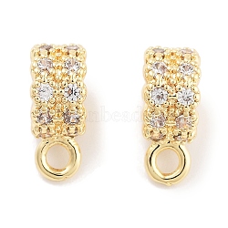 Brass with Cubic Zirconia Pendants, Column, Clear, Real 18K Gold Plated, 10.3x4x7mm, Hole: 1.6mm and 4mm(KK-P271-07G)