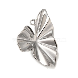 Non-Tarnish 304 Stainless Steel Pendants, Flower Charm, Stainless Steel Color, 35.5x23.5x5.5mm, Hole: 2.5mm(STAS-S123-04P-02)