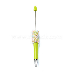 Plastic Beadable Pens, Resin Rhinestone Ball-Point Pen, for DIY Personalized Pen, Yellow Green, 145x16mm(DIY-Q036-02D)