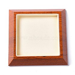 Square Wood Pesentation Jewelry Bracelets Display Tray, Covered with Microfiber, Coin Stone Organizer, Antique White, 11.5x11.5x2.1cm(ODIS-P008-18B)