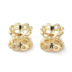 Rack Plating Brass Spacer Beads, Long-Lasting Plated, Lead Free & Cadmium Free, Flower, Light Gold, 6x5mm, Hole: 1.2mm(KK-F090-19LG)