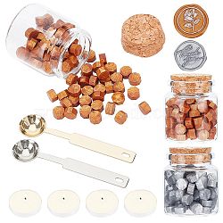 CRASPIRE DIY Wax Seal Stamp Kits, Including Sealing Wax Particles, Candle, Stainless Steel Spoon, Mixed Color, Sealing Wax Particles: 0.9cm, 2 colors, 90pcs/color, 180pcs(DIY-CP0002-97A)