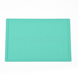 Silicone Hot Pads Heat Resistant, with Scale, for Hot Dishes Heat Insulation Pad Kitchen Tool, Rectangle, Turquoise, 30x20x0.3cm(DIY-L048-01A-02)