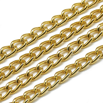 Unwelded Aluminum Curb Chains, Goldenrod, 4.4x3x0.8mm, about 100m/bag