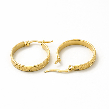 201 Stainless Steel Grooved Spiral Hoop Earrings with 304 Stainless Steel Pins for Women, Golden, 20x23x2mm, Pin: 0.6x1mm