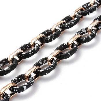 Handmade Link Chains, with CCB Plastic Linking Rings, Oval, Black, 17.5x11.5x4.5mm and 25.5x18x6mm, 39.37 inch(1m)/strand