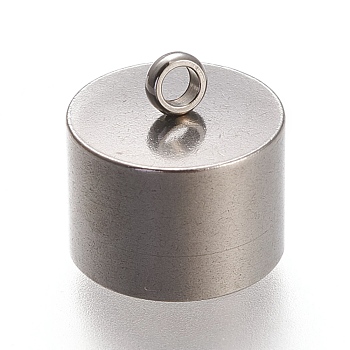 201 Stainless Steel Cord Ends, Column, Stainless Steel Color, 10x10mm, Hole: 1.6mm, Inner Diameter: 9mm