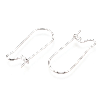 304 Stainless Steel Hoop Earring Findings, Kidney Ear Wire, Silver, 20x11x0.7mm, 21 Gauge, Pin: 0.7mm