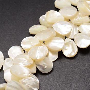 Natural Trochid Shell/Trochus Shell Beads Strands, Top Drilled Beads, Teardrop, Creamy White, 16x12x3~4mm, Hole: 1mm, about 46pcs/strand, 12 inch