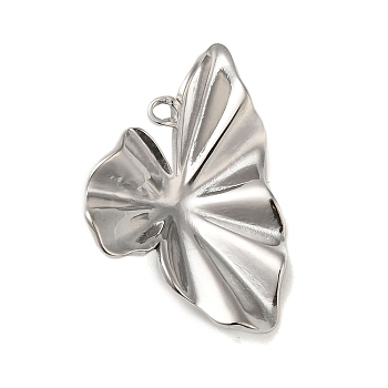 Non-Tarnish 304 Stainless Steel Pendants, Flower Charm, Stainless Steel Color, 35.5x23.5x5.5mm, Hole: 2.5mm