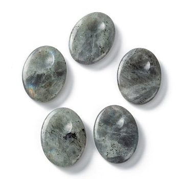 Natural Labradorite Massage, Thumb Worry Stone for Anxiety Therapy, Oval, 40.5~41x30.5~31x8~9mm