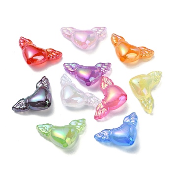 Imitation Jelly Acrylic Beads, Heart with Wing, Mixed Color, 18x29.5x10mm, Hole: 2.7mm