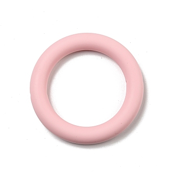 Ring Silicone Beads, Chewing Beads For Teethers, DIY Nursing Necklaces Making, Pink, 65x10mm, Hole: 3mm, Inner Diameter: 46mm