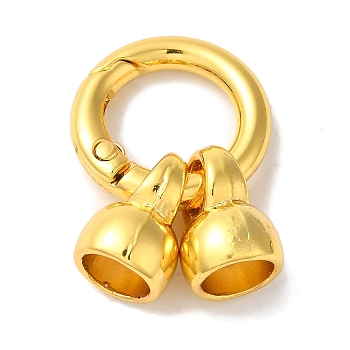 Ring Rack Plating Brass Spring Gate Rings, Long-lasting Plated, Lead Free & Cadmium Free, Real 18K Gold Plated, 38mm, Hole: 1.5mm