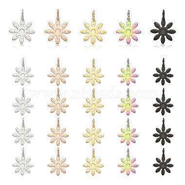 Mixed Color Flower 304 Stainless Steel Pendants