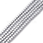 Electroplate Non-magnetic Synthetic Hematite Beads Strands, Cube, Grade AAAA, Platinum Plated, 3x3x3mm, Hole: 1mm(X-G-J172-3x3mm-02)