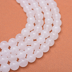 Round Natural White Jade Bead Strands, White, 10~11mm, Hole: 1mm, about 36~38pcs/strand, 15.2 inch(X-G-R345-10mm-06)